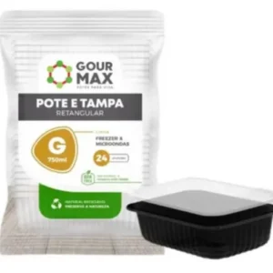 Gourmax Pote 750Ml Retangular G Preto C/Tp 6X24