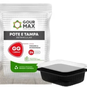 Gourmax Pote 1000Ml Retangular Gg Preto C/Tp 6X24