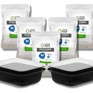 Gourmax Pote 500Ml Retangular M Preto C/Tp 6X24